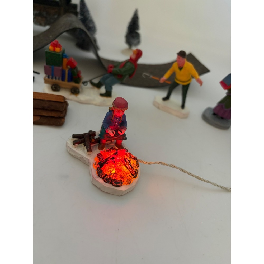 Lemax Christmas Village Misc Accessories Figurines Lot Bridge Light Up Campfire - Picture 2 of 5